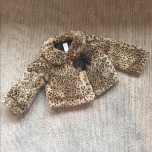 Leopard print fur coat